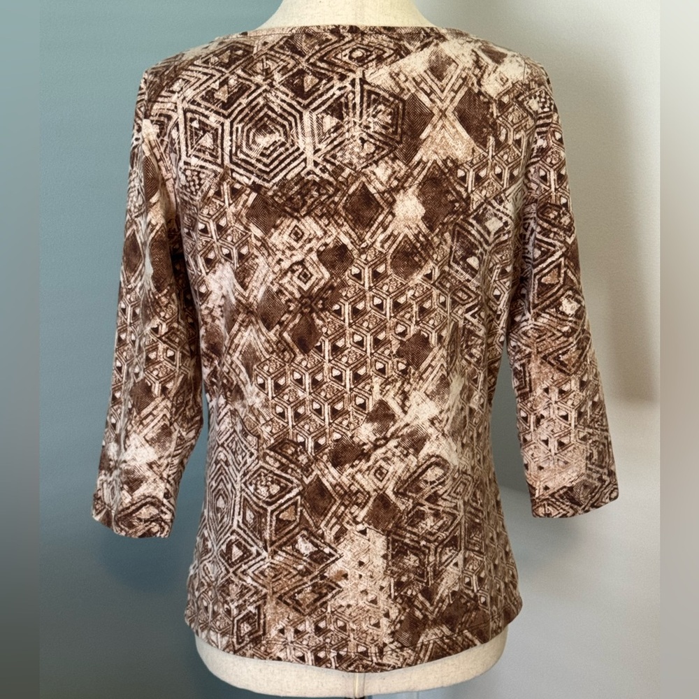Ruby Rd. Earthy Geometric Print Blouse - Picture 3 of 4